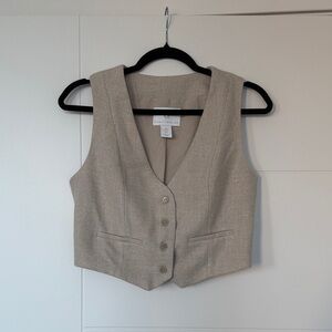 Cropped Beige Button-Up Vest